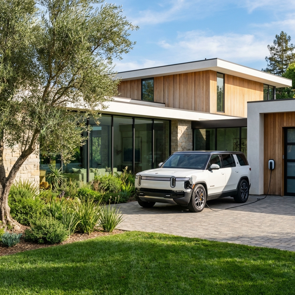 EV Charging at Modern Home